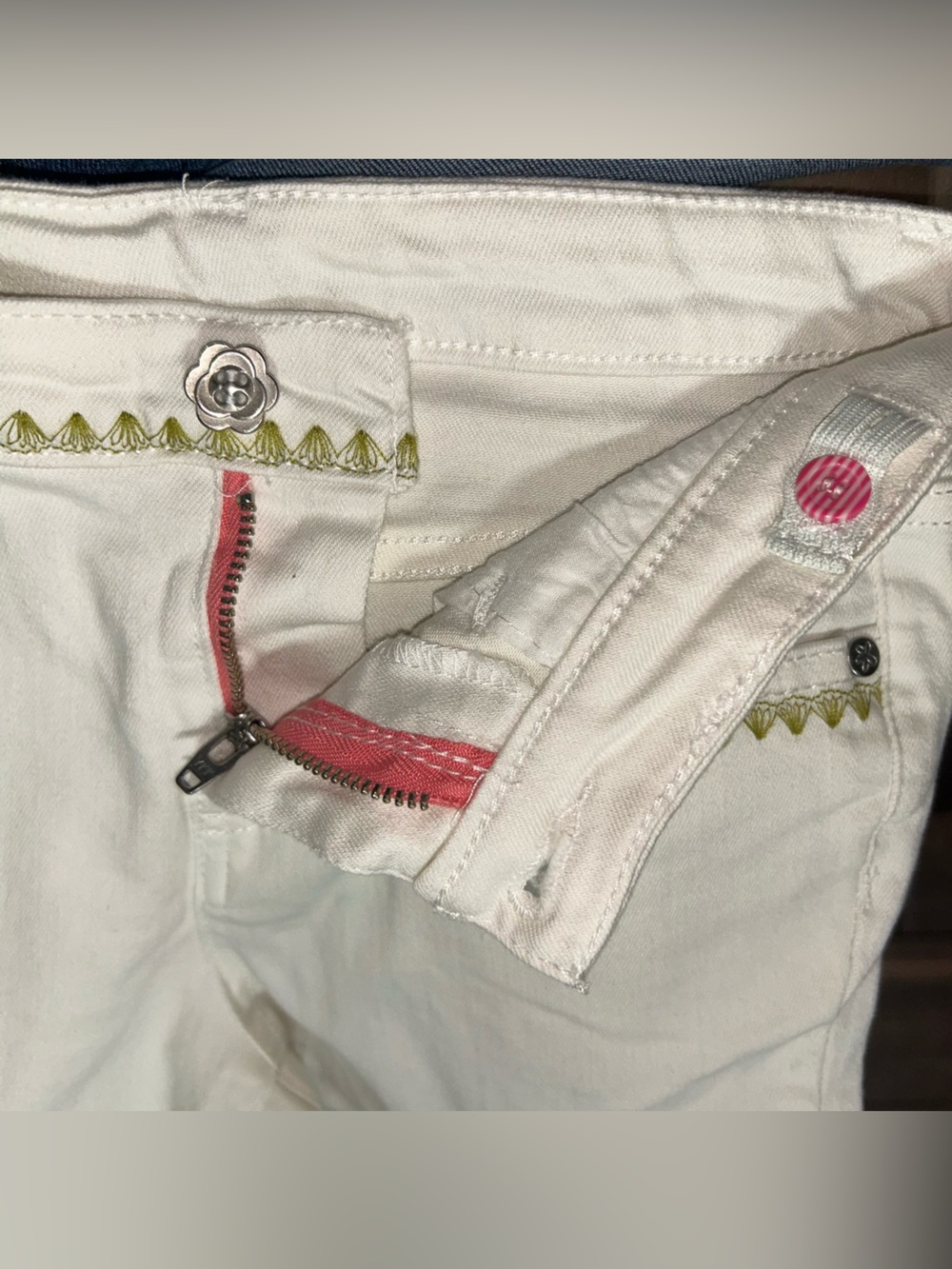 Matilda Jane Enchanted Garden Logan Straight Leg Cropped Jeans 8 Cream - Picture 7 of 9